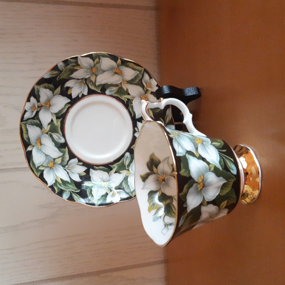 Royal Albert Provincial Flowers Trillium Bone China England Teacup & Saucer Set